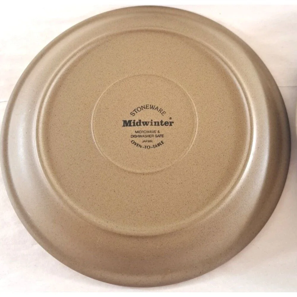 Midwinter Bluestone Salad Plates Set Of 5 Stoneware Blue Tan Minimalist 7.75
